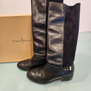 Cole Haan Adler Tall Boot D40521 Black Leather/Suede Size 9 Women